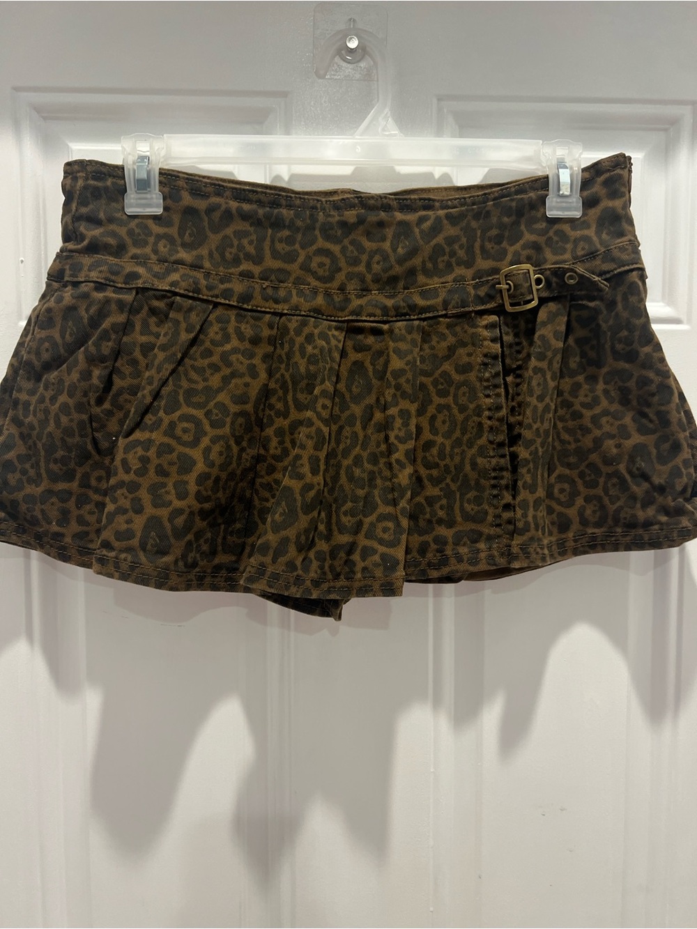 Dakota Blue Large Mini Skirt Skort Leopard Animal Print Zip Side Stretch #798